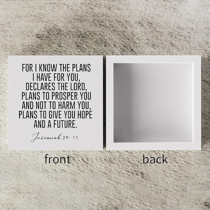 For I Know the Plans I Have for You Jeremiah 29:11 Wooden Box Sign Inspirational Decor Christian Gifts Bible Verse Decorations for Home Office Shelf Table Desk Gifts for Women 5 x 5 Inch