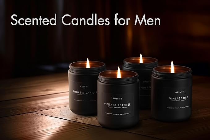 Lavender & Wood Scented Candle - Candle for Men