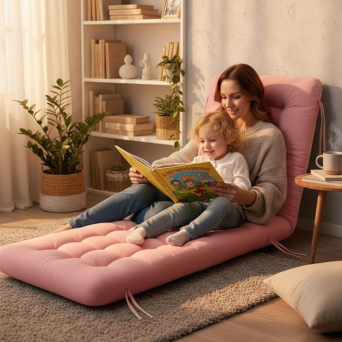 Vercraft Long Floor Cushion Large Floor Cushion with Brushed Cotton Jumbo Lounger Pillow for Outdoor Indoor Bay Window Meditation Yoga Reading Sleeping(Pink)