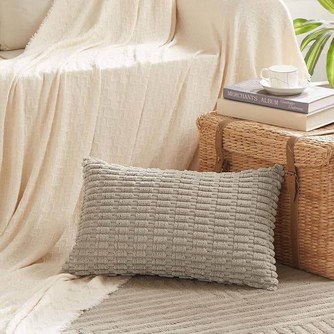 Fancy Homi 4 Packs Decorative Throw Pillow Covers for Living Room Couch Bed, Modern Farmhouse Boho Home Décor Accent Cushion Case, 32" x 16" (Pack of 4), Neutral