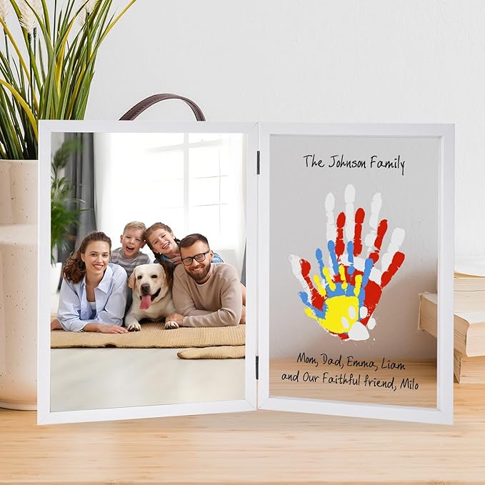 CHERRY CHEERS Family Handprint Kit with Picture Frame – DIY Hand Print Keepsake Gift for Parents & Kids, Handprint Craft for Family Memory Making & Home Decor (with Picture Frame)