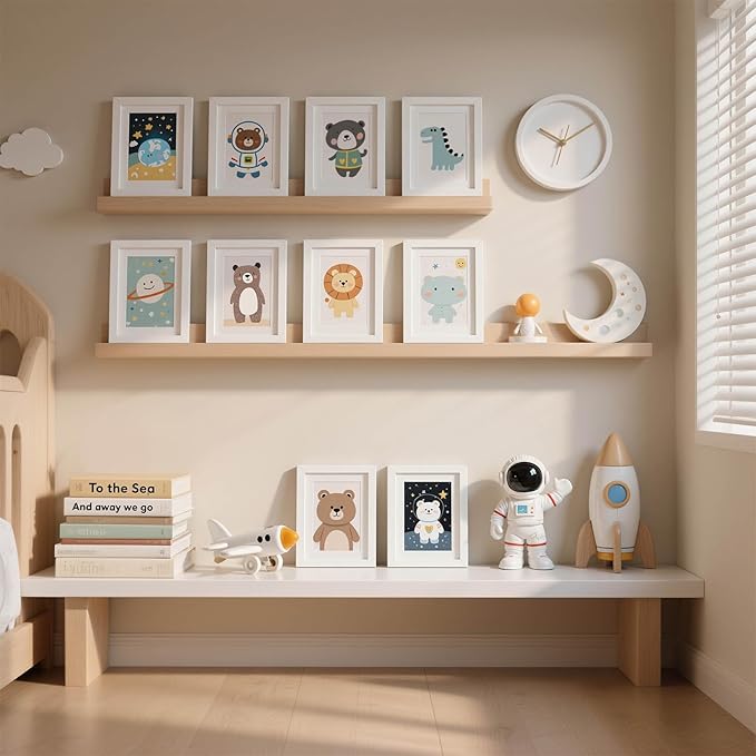 HappyHapi 5x7 Picture Frames Set of 10, White Picture Frames Display Pictures 4x6 with Mat or 5x7 Without, Tabletop or Wall Display, Multi Photo Frames Collage (White)