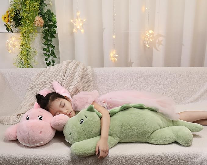 XMV 31 inch 5 lbs Dinosaur Weighted Stuffed Animals, Large Weighted Plush Animal, Cute Plush Toy Pillow, Soft Dino Plushie Gifts for Adults, Kids, Boys and Girls (Pink)