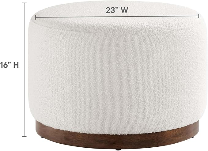 Modway Large 23" Round Boucle Upholstered Upholstered Ottoman