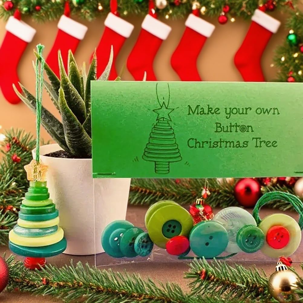 DIY Christmas Button Ornament Making Set - Snowman/Santa/Angel, Fun Holiday Craft Kit for All Ages, Ideal Xmas Tree Hanging Decor & Festive Gifts (A 12)