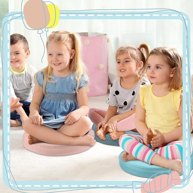 Juexica 3 Pcs Extra Thick Flexible Seating Floor Cushions Assorted Colored Pillow Floor Cushions for Classroom Soft Flexible Seating for Learning Sitting Office School Chair (Morandi Colors,Round)