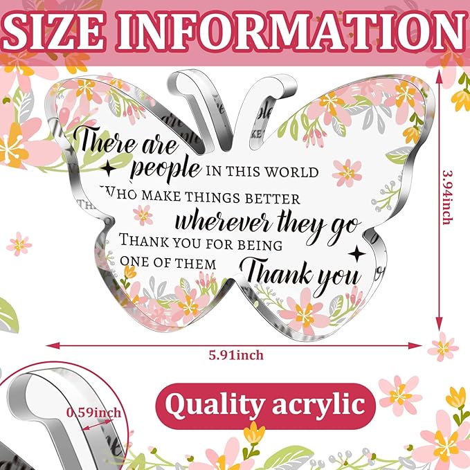 Yinder Thank You Gifts for Women Appreciation Gifts for Coworker Employee Nurse Teacher Leader Boss Inspirational Quotes Acrylic Desk Decor for Home Office Farewell Retirement