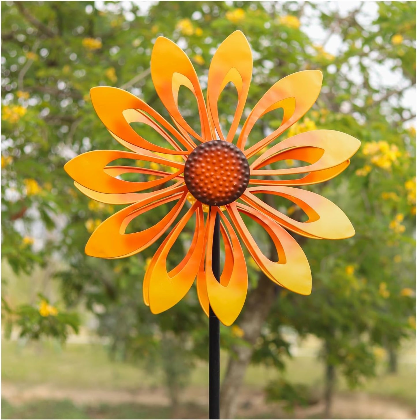 Floral Yard Garden Wind Spinners - Kinetic Outdoor Metal Wind Spinners, Lawn Yard Garden Decor, Birthday Gifts for Women(Sunflower)