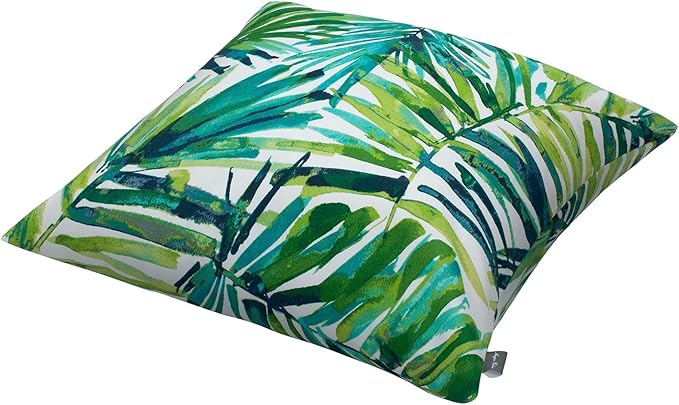 Magpie Fabrics Patio Pillow with Insert 18"x18", Set of 2, Fade-Resistant Outdoor Indoor Cushion Decorative Throw Pillow Decoration for Couch Garden Furniture - Green Palm Leaves