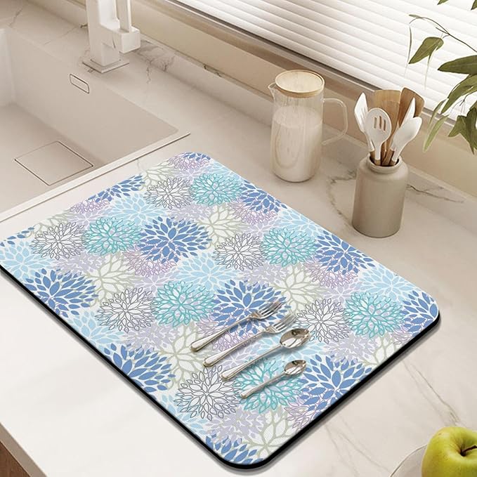 Fun Coffee Mat 24inx18in,Coffee Bar Mat for Countertops,Absorbent Hide Stain Anti-Slip Coffee Bar Accessories Fit Under Coffee Machine Mat,dish Drying Mats for Kitchen