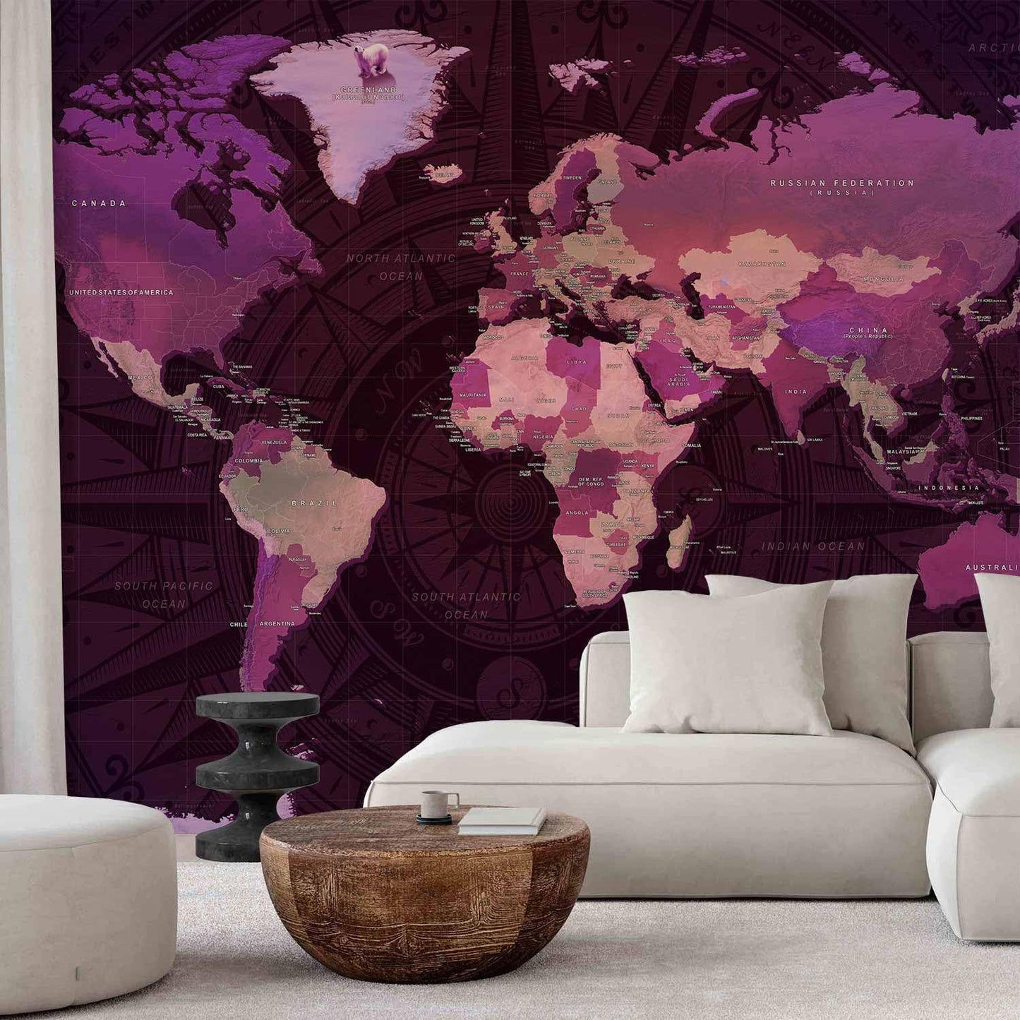 artgeist Wall Mural World Map 138x101 in - XXL Non-Woven Wallpaper Fleece Wall Decor Photo Print Picture Image Design Home Map of The World k-A-0273-a-a