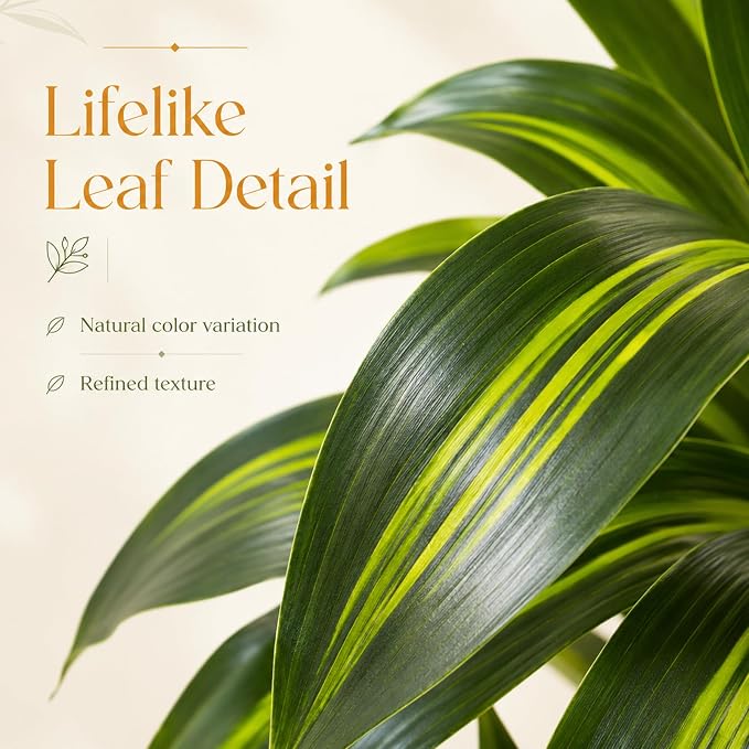 Dracaena Plant Artificial Tree 7Ft Tall Fake Tropical Floor Plants Potted (Real Touch) Artificial Silk Tree Leaf Faux Trees Black Tall Planter for Home Office Living Room Indoor Outdoor Decor