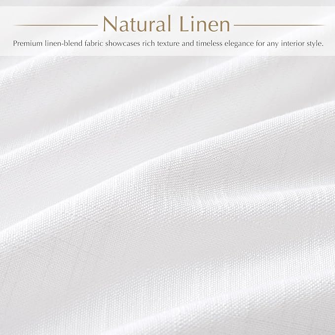 Triple Pinch Pleat Linen Curtains White 92 inches Long Memory Shape Light Filtering White Pleated Drapes Track System Back Tab Textured Drapery Panel Modern Minimalist Farmhouse Living Room Decor