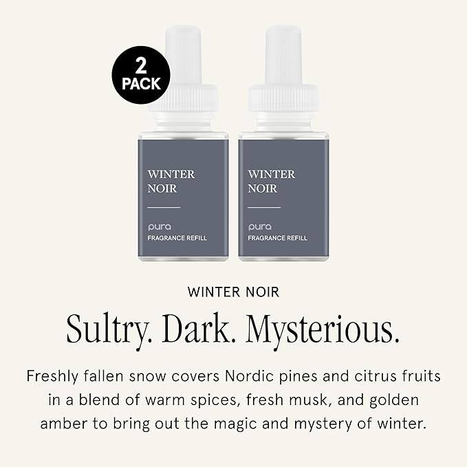 Pura Smart Home Scent Refill - Long-Lasting Premium Fragrance per Refill - Clean Diffuser Fragrance for Home, Office & Apartment - 2 Pack, Winter Noir