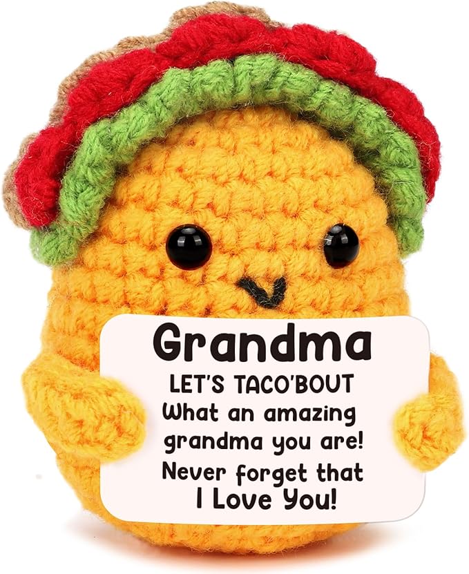 LuoHere Grandma Gifts Mothers Day Birthday Gifts for Grandmother from Grandkids, Gigi Gift for Great Best Grandma Ever Mothers Day Christmas Funny Granny Grandparents Mimi Nana Handmade Crochet Taco
