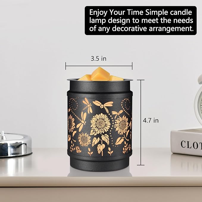 kobodon Wax Melt Warmer Metal Wax Warmer for Scented Wax Electric Fragrance Candle Oil Burner 2 in 1 Wax Melts as Gifts for Moms Grandma Women Girls(Sunflower)