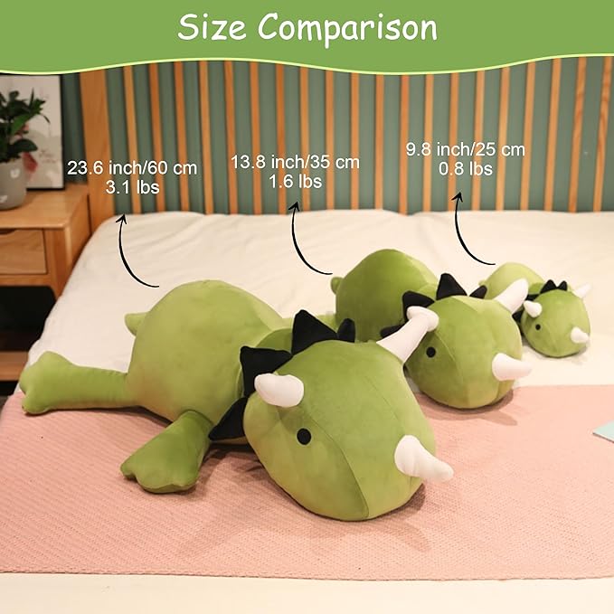 SQEQE Weighted Dinosaur Plush, Weighted Dinosaur Stuffed Animal, Dino Plushies Pillow Toy Gift for Kids Adults 13.8 Inch, 1.6 Lbs