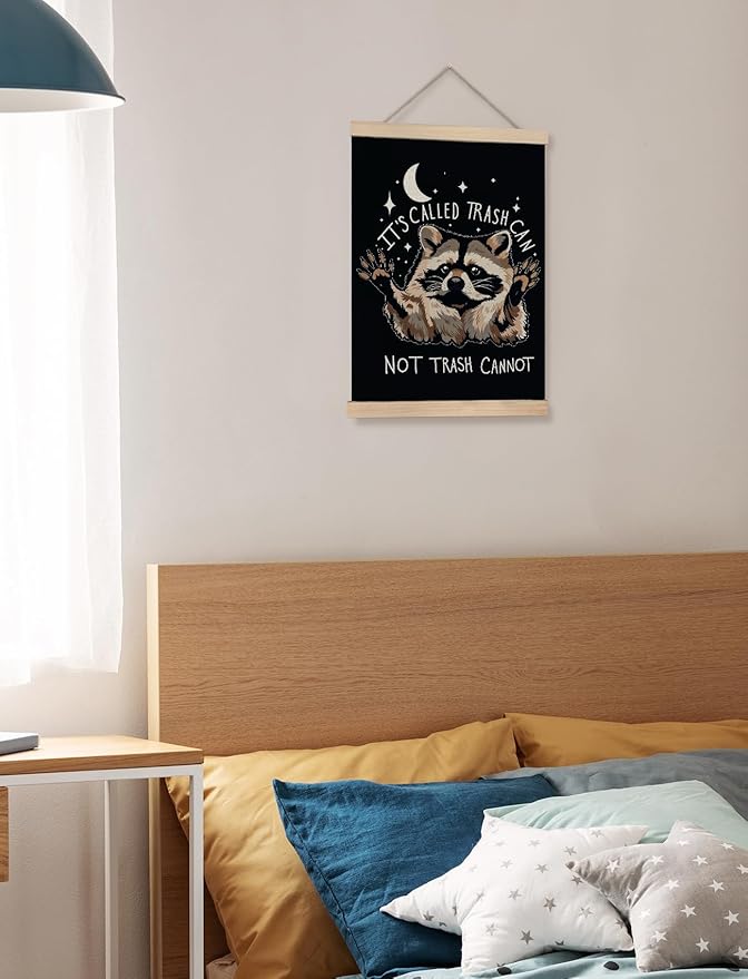 Foritho Funny Motivational Raccoon Meme Poster Wall Art Framed for Office Dorm Home, Sarcastic Work Trash Panda Office Canvas Prints Wall Decor for Coworkers Women Men, 12x16 Inch - Black