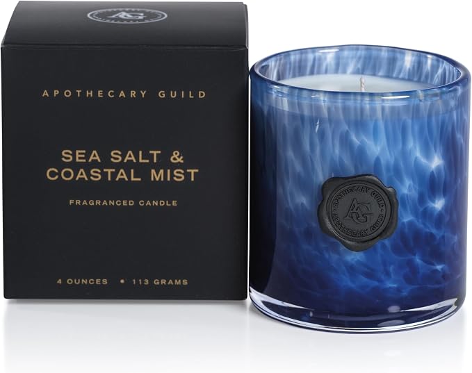 Zodax Apothecary Guild Scented Opal Glass Jar Candle in Gift Box - 4 oz - Sea Salt Coastal Mist