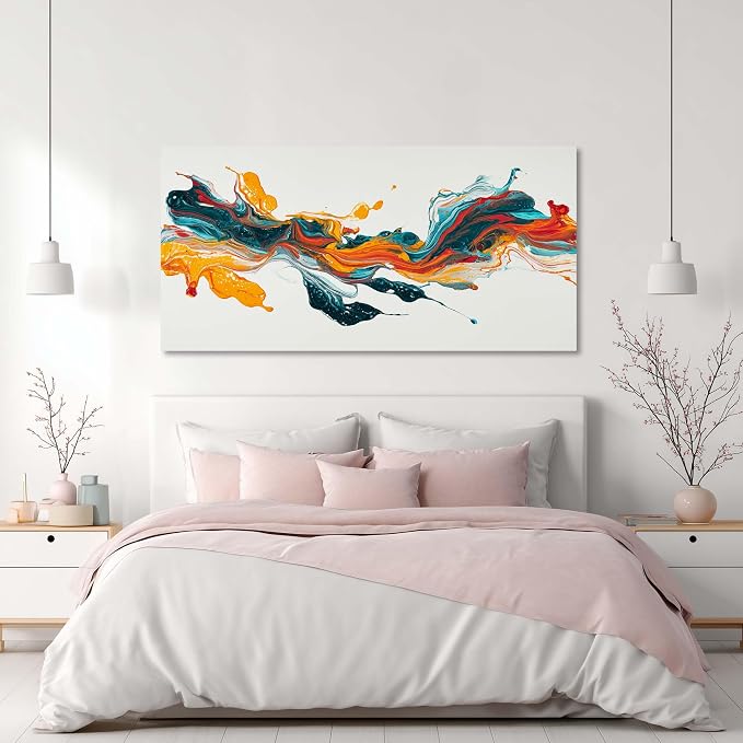 Ggaafet Colorful Abstract Wall Art for Bedroom Canvas Painting Prints Pigment Liquid Art Deco Modern Artwork Office Family Room Decor