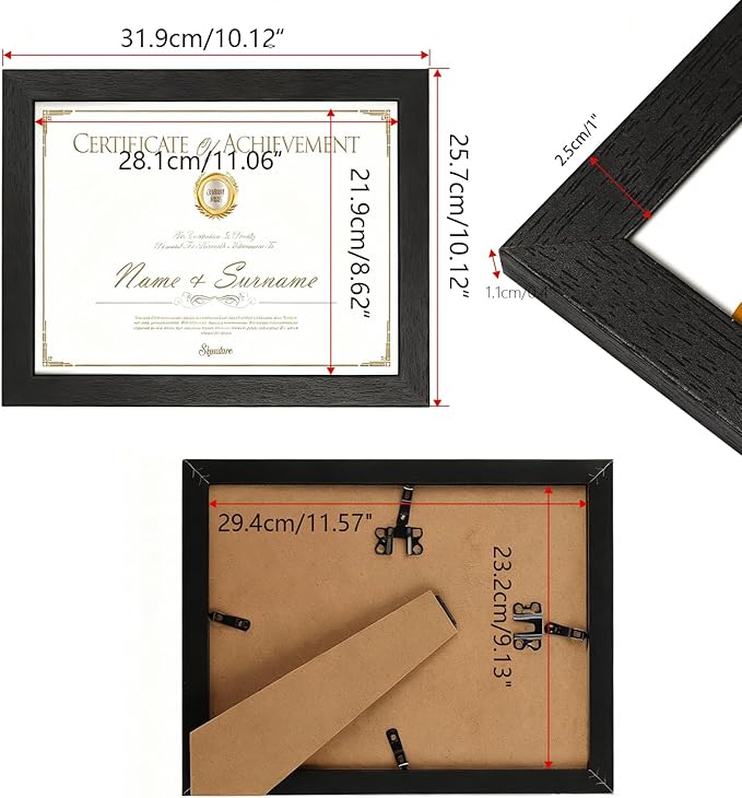 PETAFLOP Wooden 8.5x11 Picture Frame Black Certificate Frames Wall Tabletop Display Horizontally or Vertically, 7 Pack