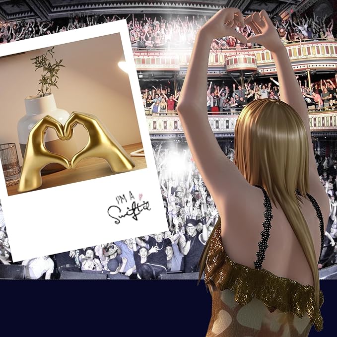 Gold Decor for Singer Fans Lover Merch Heart Hands Sculpture, Home Decor Living Room Accent Decor Love Statue for Bedroom Bookshelf Coffe Table Aesthetics Decorations Gifts for Women Mom Girlfriend