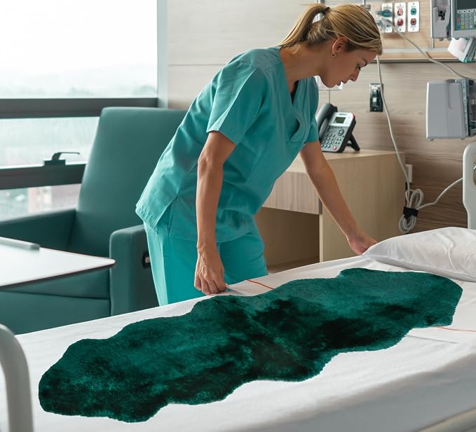 Natural Sheepskin for Bed Sores and Skin Irritation | Auckland 100% Real Medical Sheepskins with Non-Slip Back for Pain Relief and Discomfort, Wool Seat Pad, Emerald, 24 in. x 72 in.