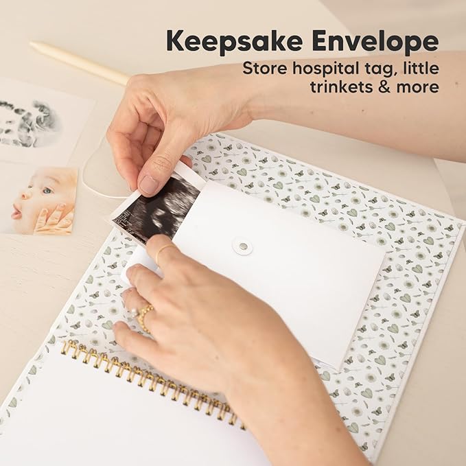 KeaBabies Inkless Hand and Footprint Kit and First 5 Years Baby Memory Book Journal - Ink Pad for Baby Hand and Footprints, 90 Pages Hardcover First Year Keepsake Milestone Book