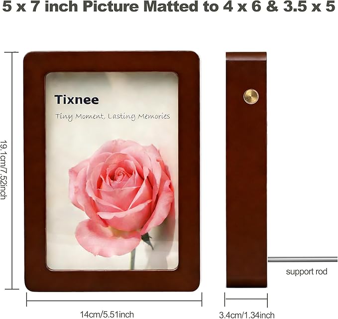 Wooden Photo Frame with Voice Recording and Soft LED Light – Personalized 180S Recordable Picture Frame Fits 3.5x5, 4x6 & 5x7 Photos, Tabletop Display, Meaningful Keepsake Gift (Brown)