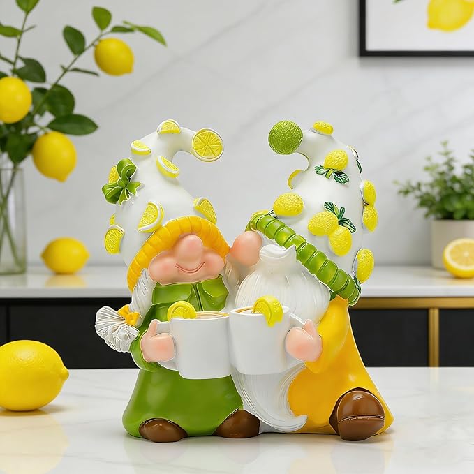 Lemon Gnome Decor Lemon Themed Gifts for Women Summer Gnomes Lemon Decorations for Home Kitchen Tiered Tray Table Ornaments Indoor