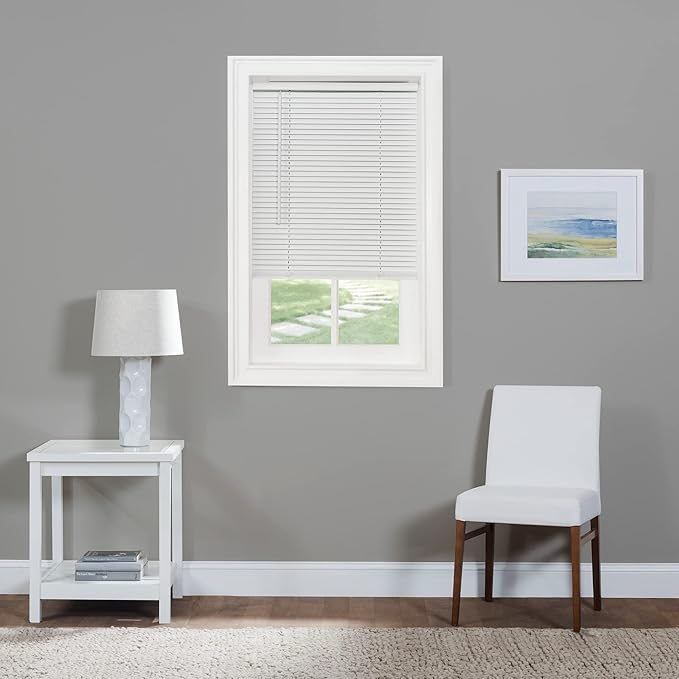 Cordless Light Filtering Mini Blind - 36 Inch Width, 72 Inch Length, 1" Slat Size - Pearl White - Cordless GII Morningstar Horizontal Windows Blinds for Interior by Achim Home Decor