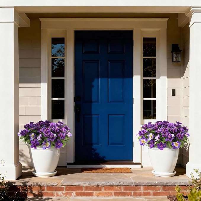 Hommyea Artificial Fake Flowers for Outdoor, 8 Bundles Faux Plants Silk Flowers Spring Decoration UV Resistant No Fade Plastic Flowers for Outside Planters Home Porch Patio Yard Garden Decor
