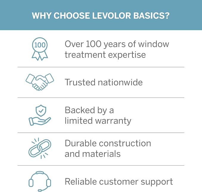LEVOLOR Basics 2” Faux Wood Horizontal Blinds for Indoor Windows, 30” W x 64” H, Cordless Light Filtering Window Shade, White