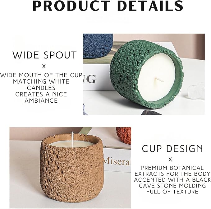 Cement Candle Container in New Beige, Stylish and Durable, Empty Cup for Wax Pouring and Aromatherapy, Perfect for Home Décor and Gifts, 3pc