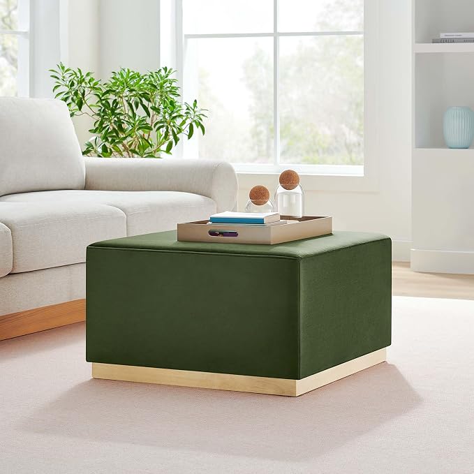 Modway Large 28" Square Performance Velvet Upholstered Upholstered Ottoman
