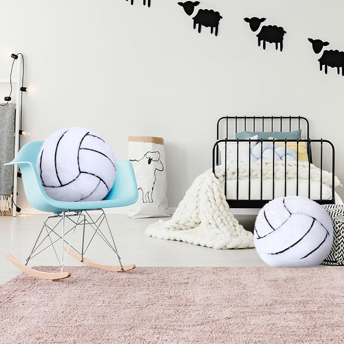 Gerrii 6 Pcs Volleyball Pillow Sports Pillows Volleyball Plush Pillow Sport Theme Fluffy Stuffed Throw Pillow Volleyball Room Decor Gift for Bedroom Decoration Supplies