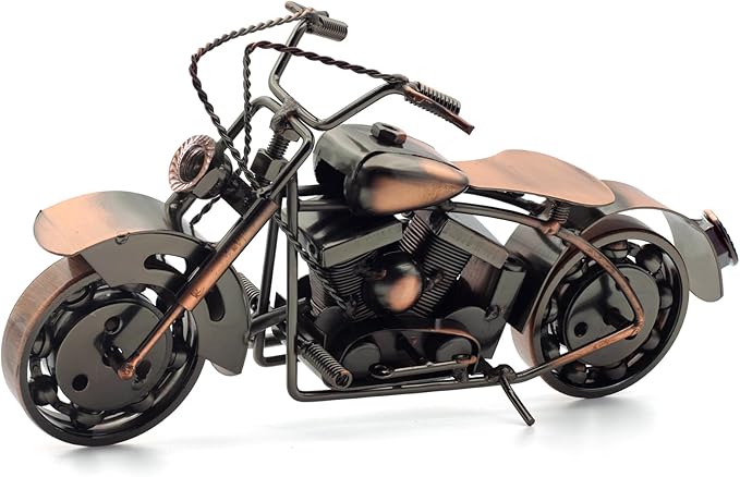 Handmade Vintage Motorcycle Figurine - 10" Scrap Metal Art Sculpture - Motorcycle Gifts for Men & Women, Unique Fathers Day Birthday Gift for Dad Husband Bikers - Man Cave, Office & Home Decor