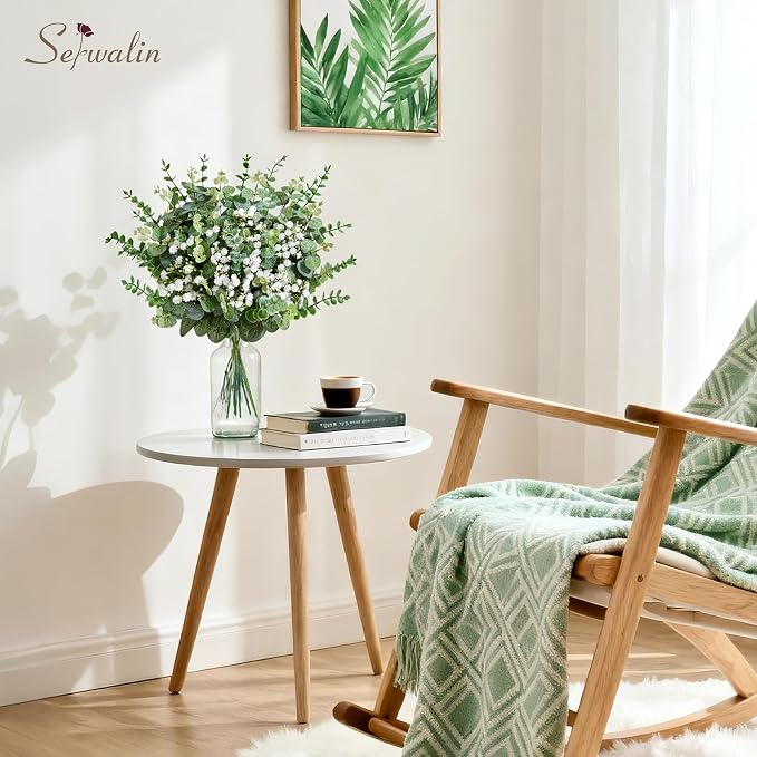 Serwalin 50Pcs Mixed Eucalyptus Greenery Stems 3 Kinds,Baby Breath Flowers Artificial Bulk with Faux Eucalyptus Stems Fake Greenery for DIY Bouquets Wedding Floral Arrangement Home Decor