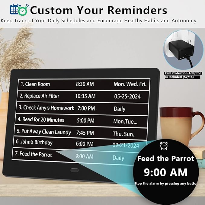 Upgraded 11.5" Large Clock with Voice Talking Date and Time, 27 Alarms Custom Reminders, Sleep Trainer, Large Number, Auto DST, 10 Levels Night Dimmer, Digital Calendar Clock for Elderly, with Remote