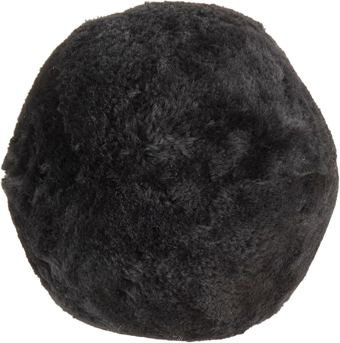 SARO LIFESTYLE Fleece Fantasy Sheepskin Ball Poly Filled Throw Pillow, 12"x12", Black