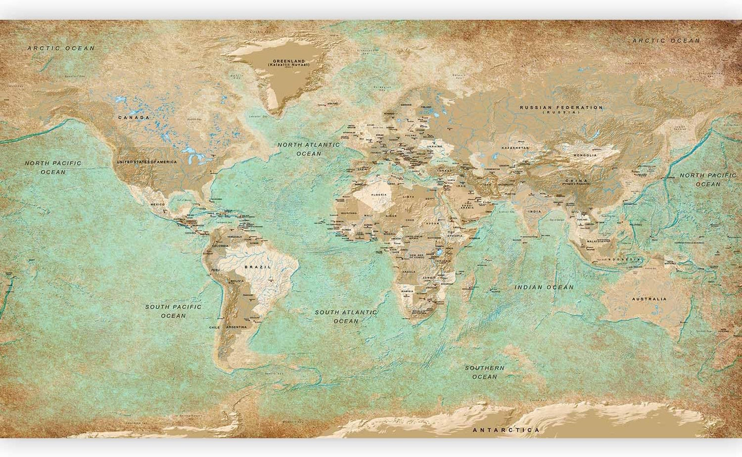 artgeist Wall Mural World Map 193x110 in - XXL Peel and Stick Self-Adhesive Foil Wall Mural Removable Sticker Premium Print Picture Image Design Home Decork-A-0105-x-a