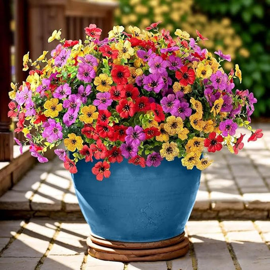 Artificial Flowers for Outdoor,Silk Flowers No Fade Fake Plastic Flowers UV Resistant Faux Plants for Outdoors Outside Front Porch Hanging Planter Window Box Garden Home Decoration,42 Pack(Mixed)