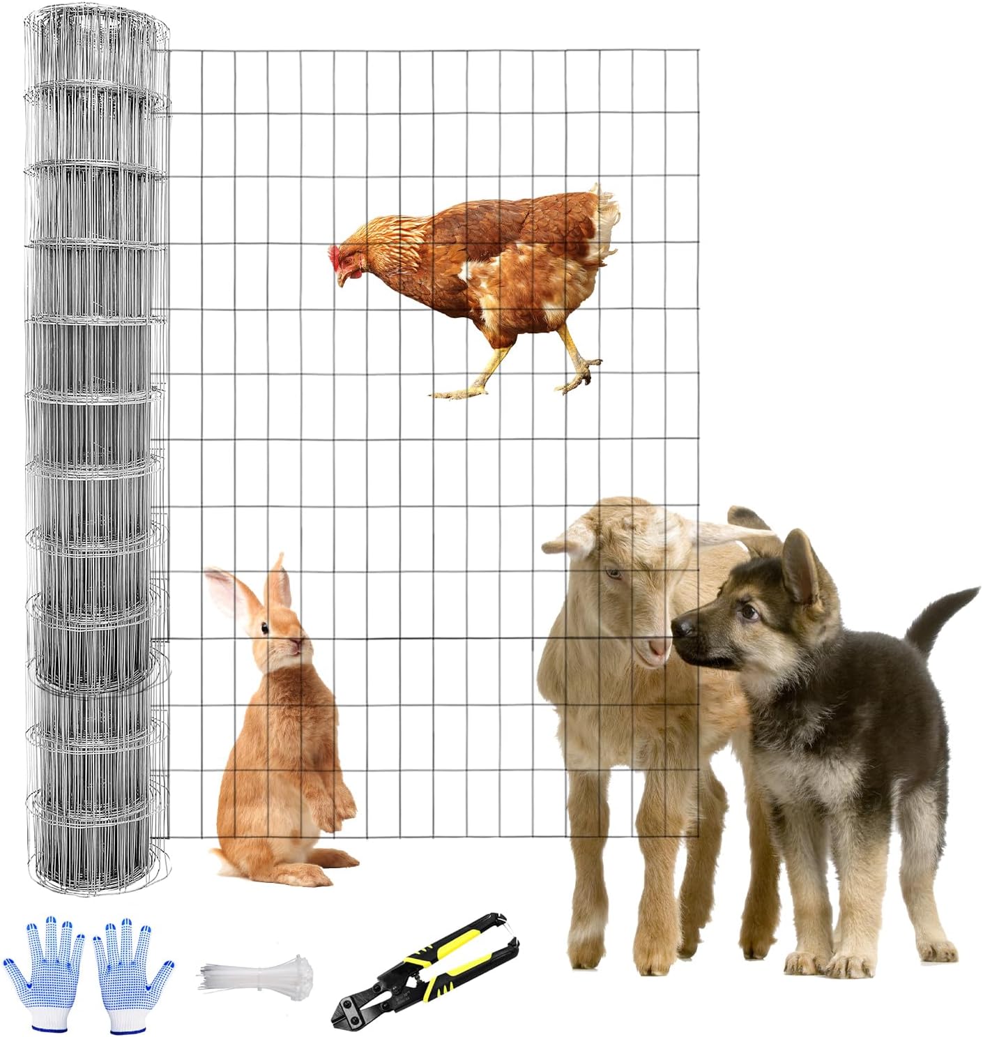 Tongmo 4 ft x 100 ft Galvanized Welded Wire Fence, 16GA Garden Chicken Wire Fence Roll, Mesh Size 2" x 4"Hardware Cloth, Ideal for Yard Protection and Poultry Netting