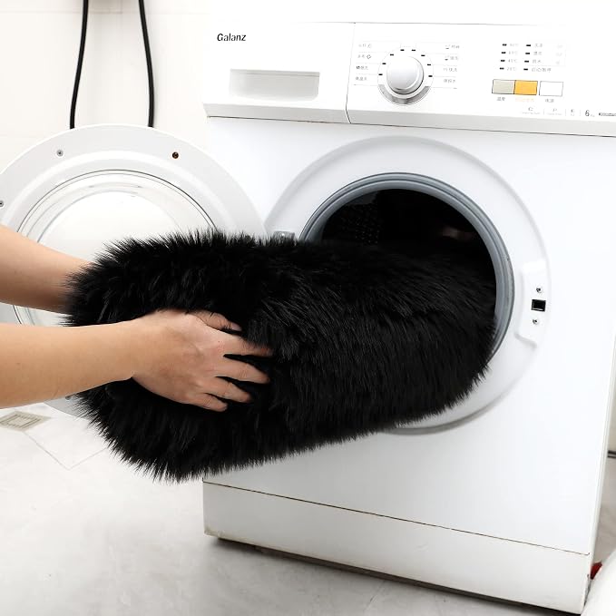 Faux Fur Rug 2 x 3 ft Sheepskin Shaggy Fuzzy Black Area Rug Super Soft Fluffy Plush Carpet for Bedroom Living Room Sofa Floor Kids Room Bedside