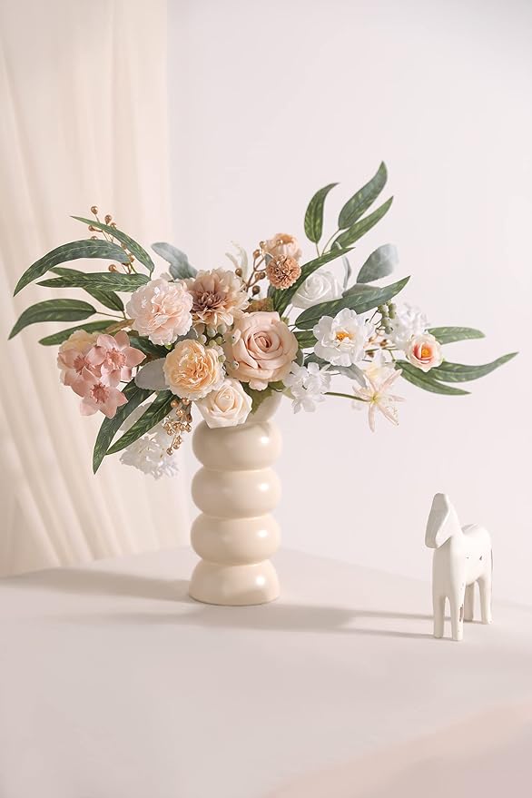 rongflower Artificial Flowers Combo Box Set Champagne Fake Flower Leaf Box with Stems for DIY Wedding Bouquets Centerpieces Arch Arrangement Baby Shower Party Home Decorations