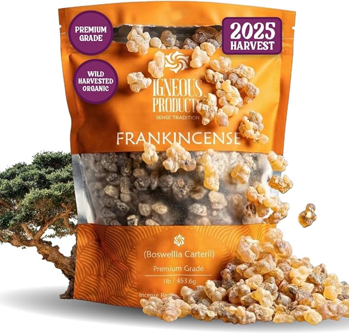 Frankincense Resin Incense by Igneous Products - 2025 Harvested High Grade Frankincense Incense (1 LB / 453.6g) of Somalia - لبان الذكر الاصلي | Church Incense | Luban | Incienso De Iglesia