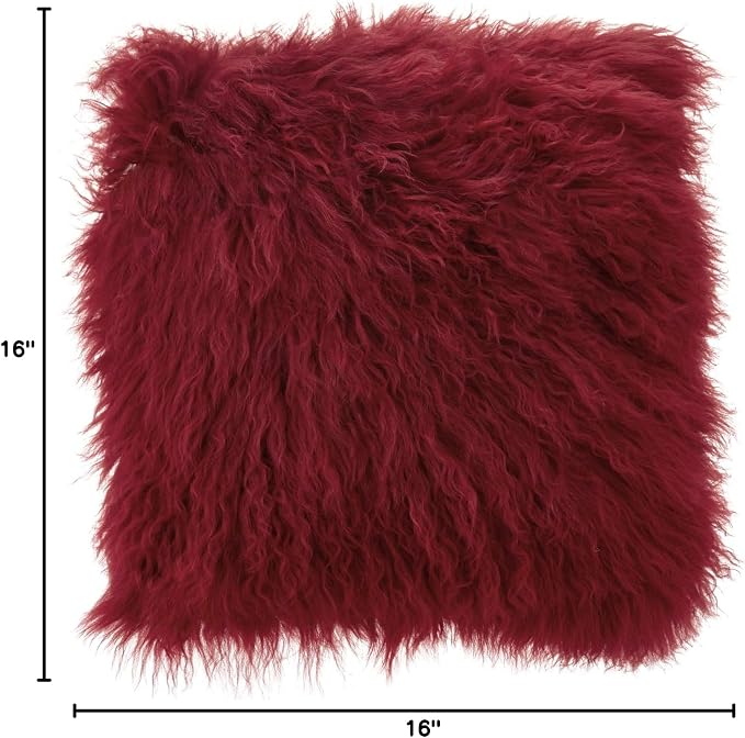 SARO LIFESTYLE Mongolian Lamb Fur Poly Filled Throw Pillow