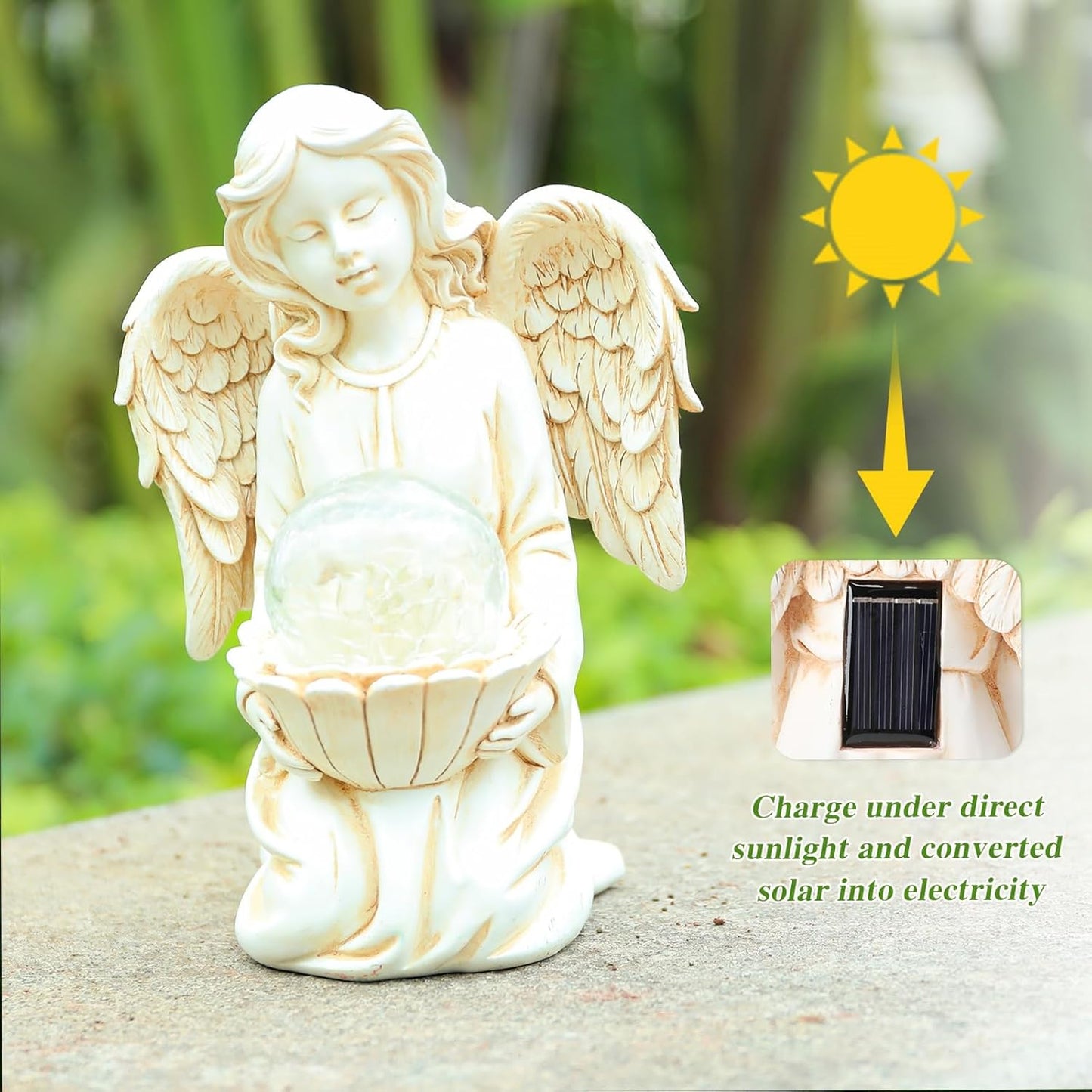 Angel Statue Outdoor Decor, Angel Gardening Gifts with Solar LED Lights