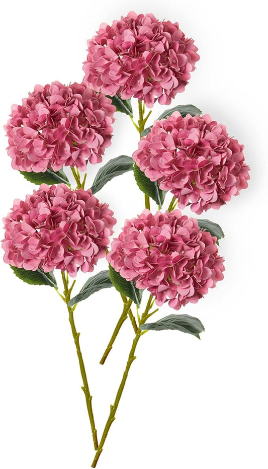 PARTY JOY 5PCS 15.4In Artificial Hydrangea Silk Flowers Bouquet Faux Hydrangea Stems for Wedding Centerpieces Home Decor