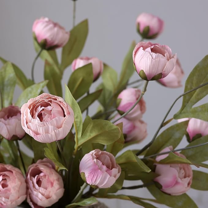 VIERENA 12 Pcs Faux Silk Peony Artificial Flowers for Vase -27", Bulk Fake Peonies Branches with Stems for DIY Bouquet Centerpieces Wedding Fillers Arrangements Shower Decorations (Blush Pink)